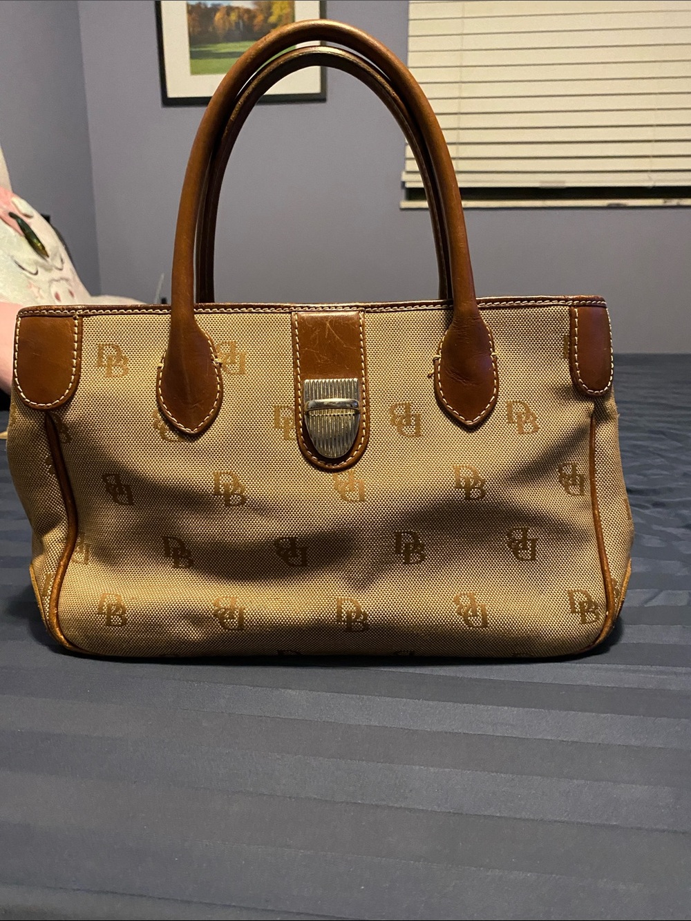 Dooney & Bourke Tan and Brown Signature Canvas Shoulder Bag